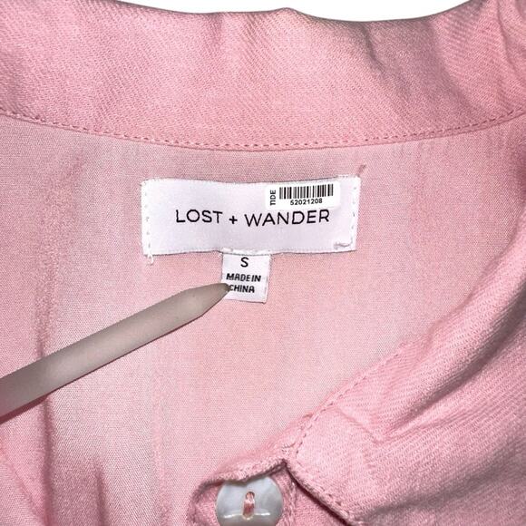 Lost + Wander Anthropologie Majorca Linen Blend Pink Short Sleeve Romper SMALL - Picture 5 of 10